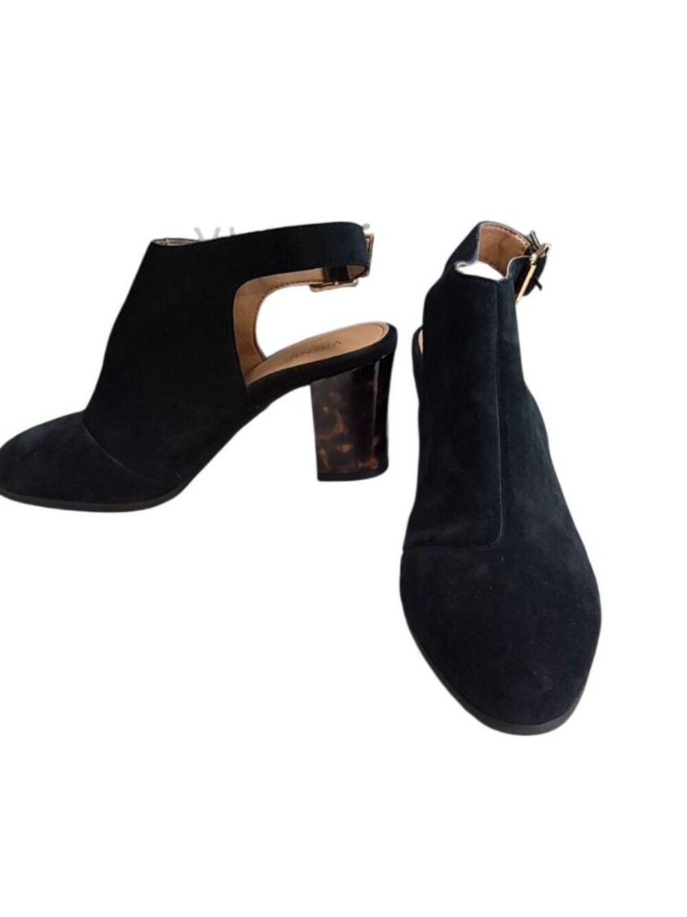Vionic Perk Lacey Tortoise Womens Black Suede Heel Booties Size US 9.5 - Picture 2 of 16